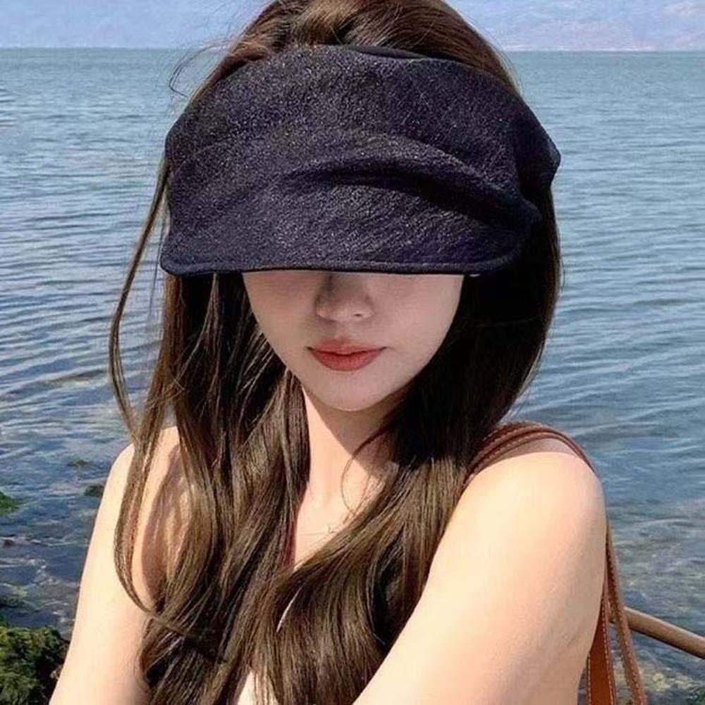 Solid Color Folding Sunshade Hat Portable Sunscreen Empty Top Hat Wide Brim Visor Caps  Vacation