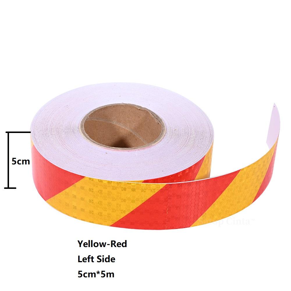 5cm/10cm/15cm/20cm*5m Twill Reflective Waterproof Tape Yellow-Red Left Or Right Self-adhesive Reflectors Conspicuity Car Sticker