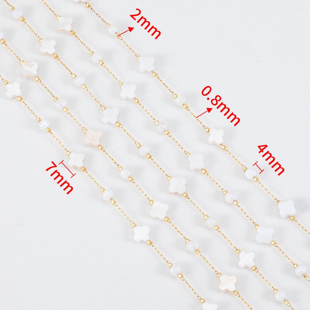 1Meter Stainless Steel Shell Beads Chain Flower Round Beaded Chain for DIY Necklace Bracelet Supplies Jewelry Making Accessories