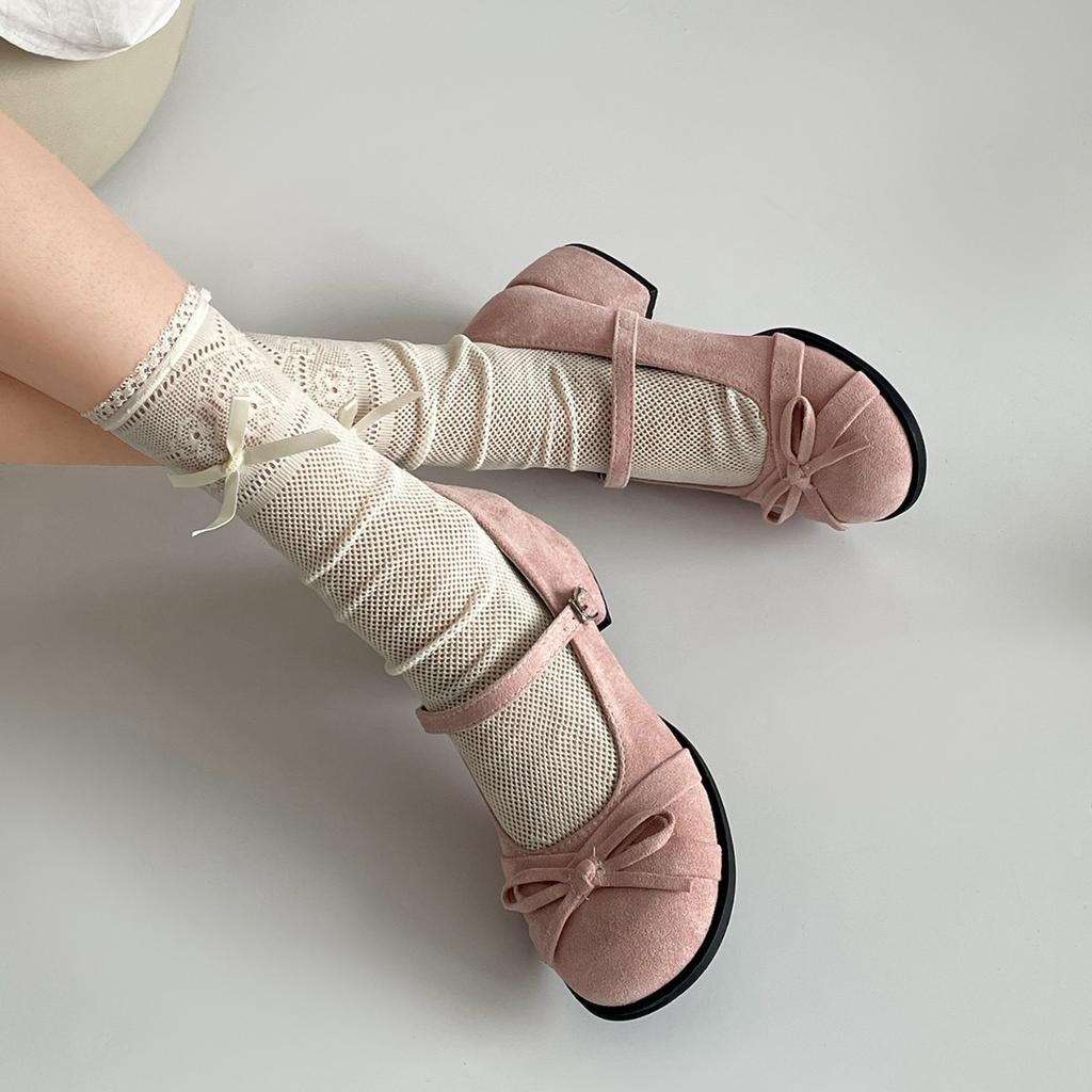 White French retro thick heel heightening shallow mouth single shoes women's summer 2025 new with skirt versatile Mary Jane shoes