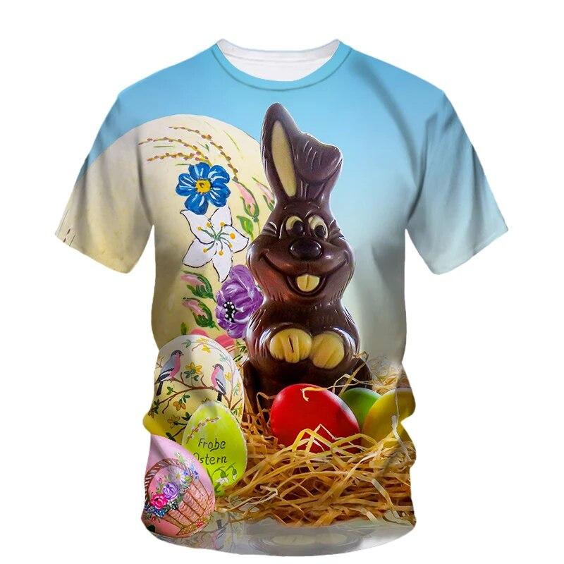 Trend Králík Easter Egg Velikonoční bonus Unisex tričko Letní móda Zábava Harajuku Ležérní Originalita Trička s krátkým rukávem s potiskem
