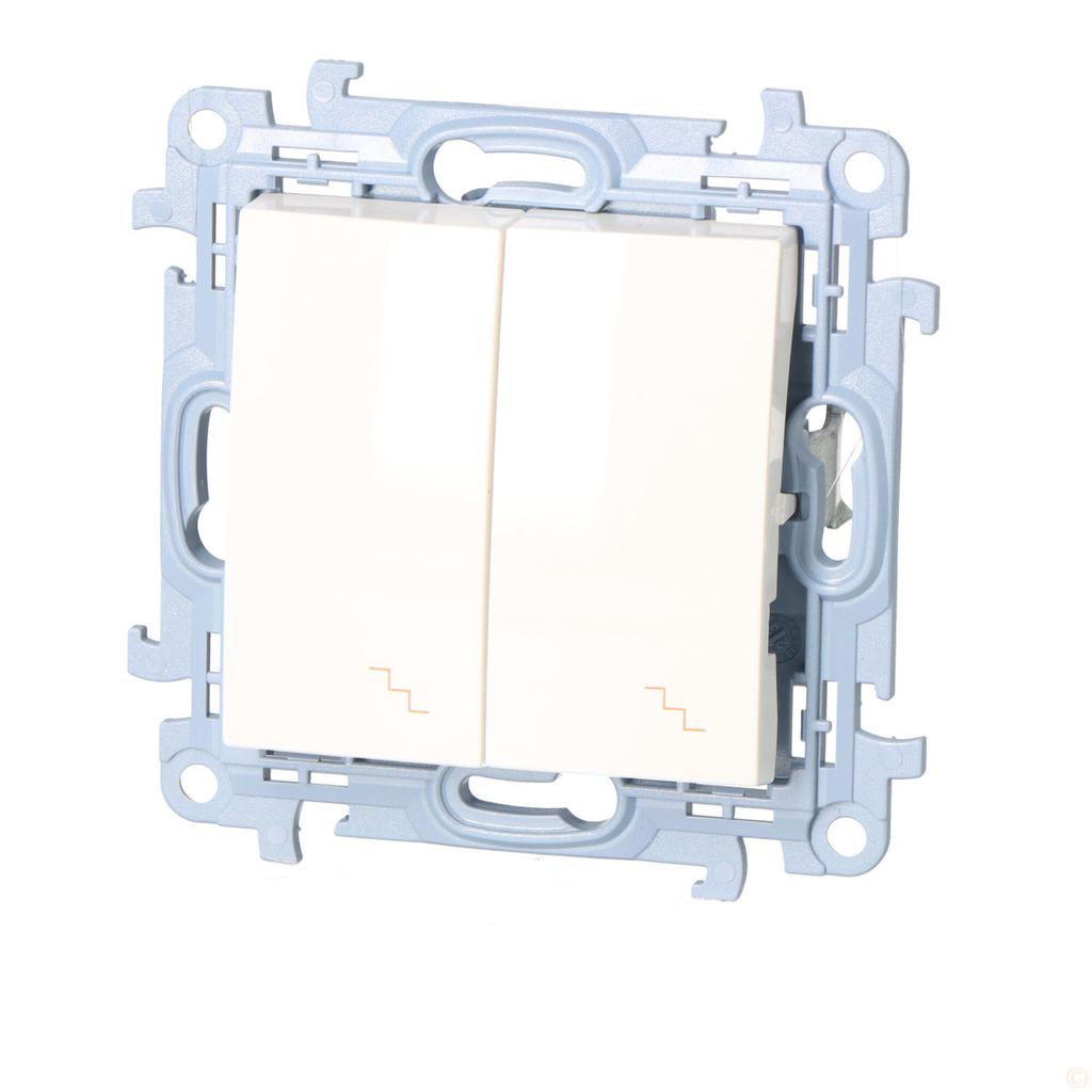 Double Stair Switch (module) 10 AX, 250 V~, Screw Terminals, White Sim