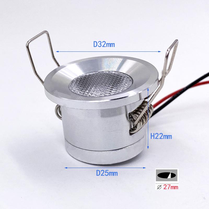 Mini Down Light LED 12V 1W Embedded Small Spotlight Iling Kitchen Bathroom Built-in Led Light Lamp Silver, White, Black Shell