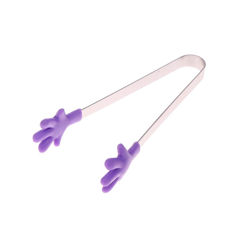 1PC Mini Silicone Food Clips Stainless Steel Handle Palm Stainless Steel Lovely Antiskid Snacks Tweezers Not Nirty Hand Tools