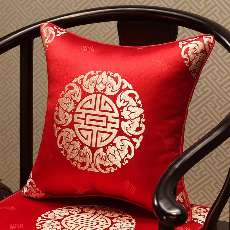 Chinese-Style Jacquard Square Pillow Cover Embroidered Lumbar Pillow Case Sofa Large Backrest Cover Hotel Office Home Decor
