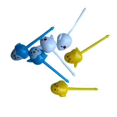 Set da 6 Pezzi Forchette Frutta Cartone Animato Pulcino Kid Snack Dessert Stuzzicadenti Tookpick