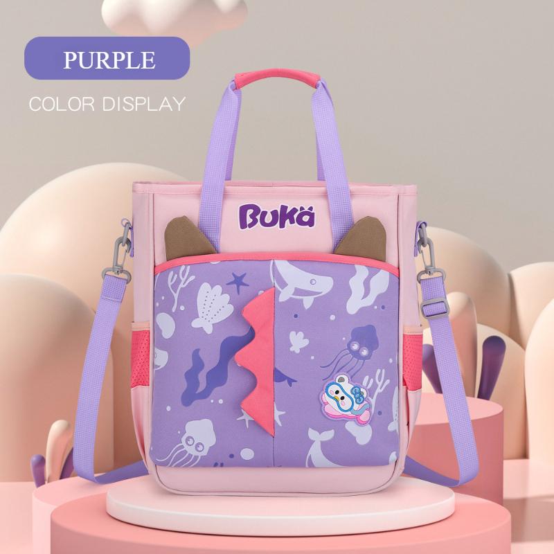 BUKA 3D Cartoon Dinosaur Handheld Tutoring Bags Special for Primary School Student Light Multi-functional Kid Messenger Bag Pupil Homework Storage Bag