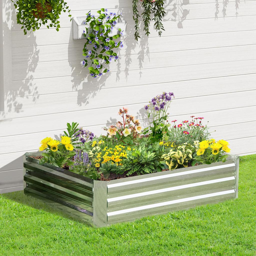 Raised Garden Bed Made of Steel, Planting Bed Cold Frame Garden Bed Flower Box Stackable, Planting Box Vegetable Bed 120x90x30cm for Garden Balcony