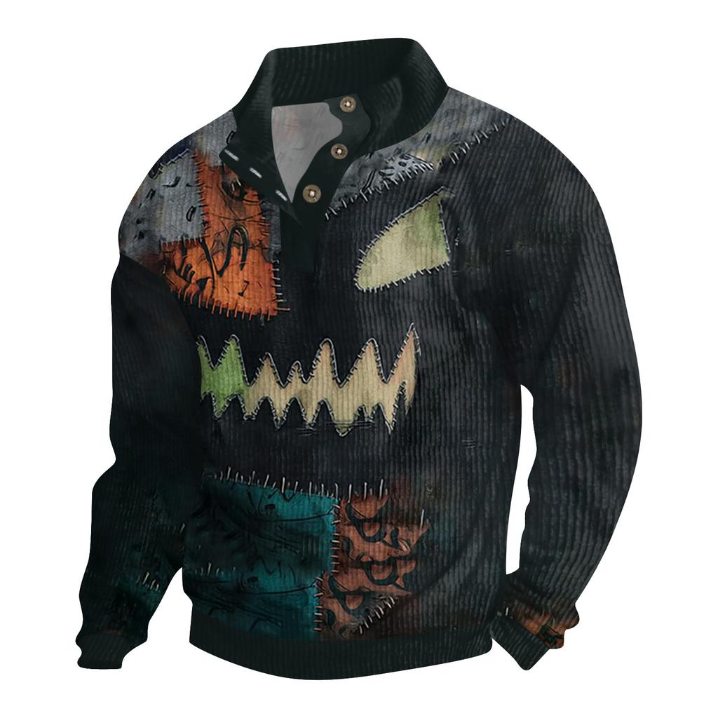 Men's Halloween Printed Corduroy Button Shirt