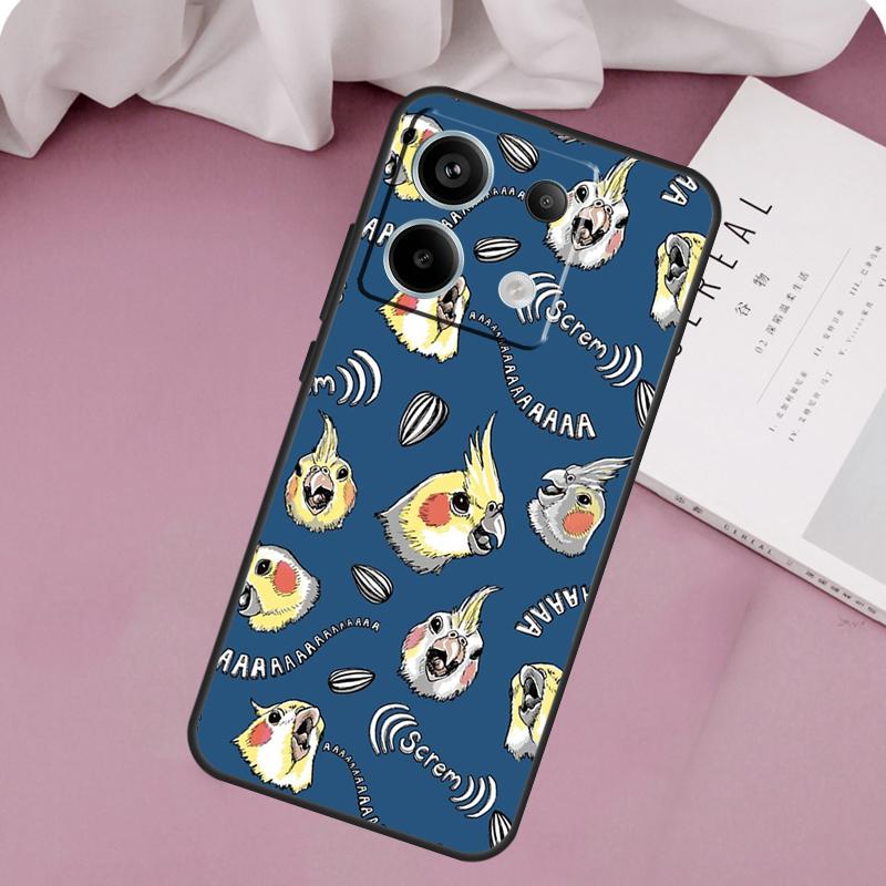 Cartoon Cockatiel Collage Case For Redmi Note 13 Pro 9 10 11 12 Pro Plus 9S 10S 11S 12S Cover For Redmi 12C 10C 13C