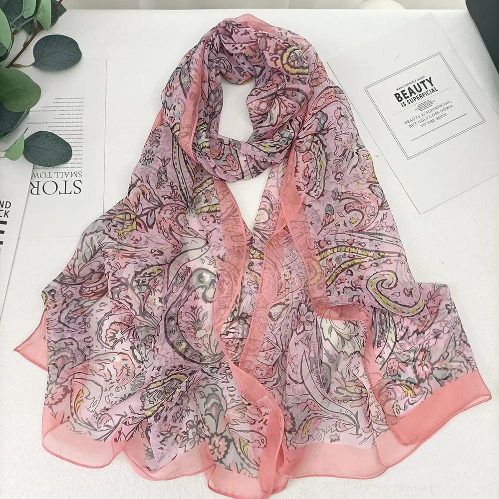 Cashew Flower Women Elegant Chiffon Georgette Bandana Scarf Summer Beach Sunscreen Thin Hijab Shawl