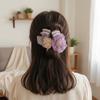 Elegant Flower Banana Clip Resin Women Ponytail Holder Shark Clip Purple Mesh Vertical Clip  Party