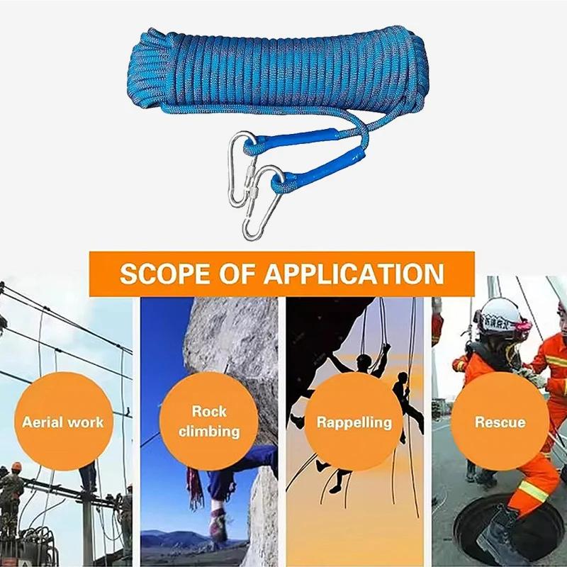 10M/20M/30M Outdoor Safety Rope Rock Climbing Rope Blue Clothesline Safety Life Rope for Fire Rescue Safety Escape Tree Climbing