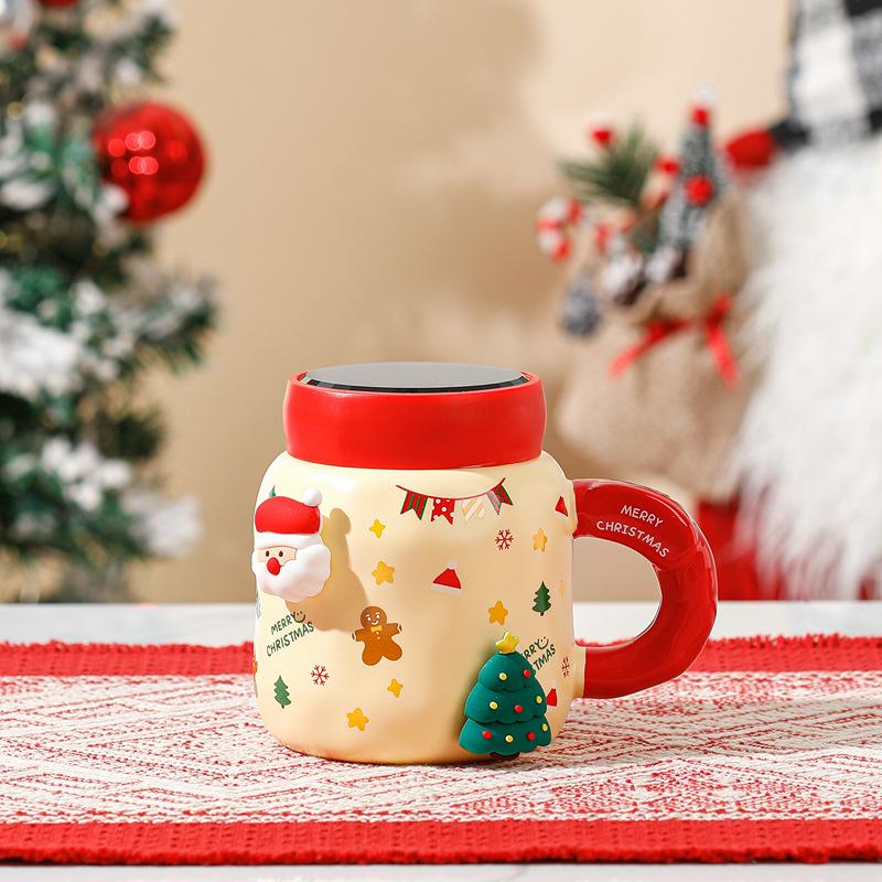 

DIY Магнитная Рождественская Кружка с Крышкой и Ложкой Милая Керамическая Чашка для Воды Девушка Высоко Выглядящая Мультяшная Офисная Парная 450ML