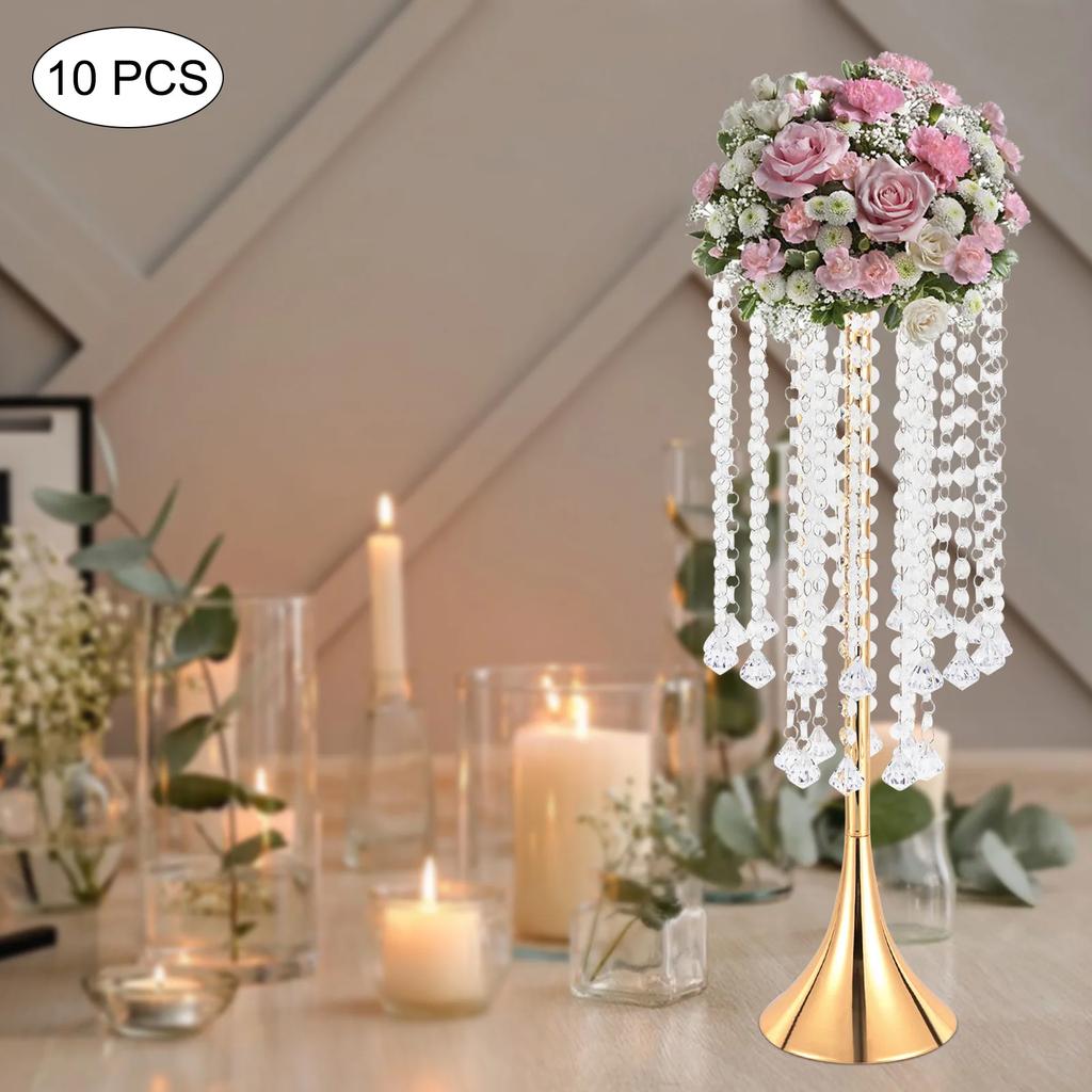 Luxurious Acrylic Crysta(21.9"/55.6cm H) 10Pcs Flower Stand Wedding Centerpieces on Floor