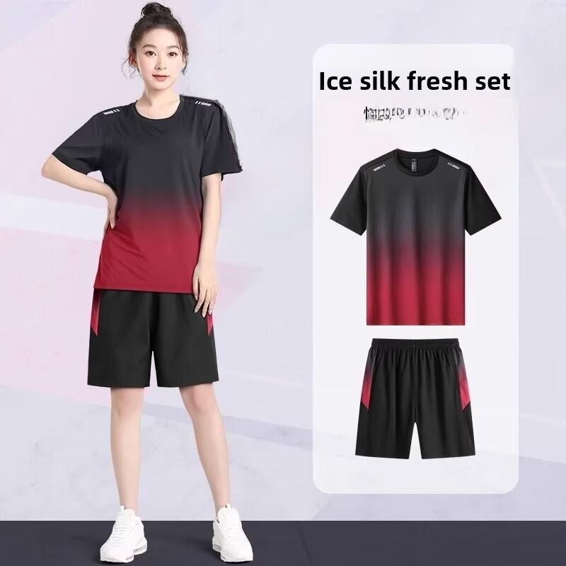 Ice Silk Quick-Dry Summer Running Suit - Unisex Short-Sleeved & Shorts