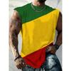 [Printed Design - Not Textured] Gradient Coconut Tree Print Men's Sleeveless Tank Top, Summer Beach Style Loose Fit Casual Fitness Vest, PLUS SIZE