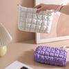 Women Padded Makeup Bag Large Capacity Quilted Cosmetic Pouch Solid Color Makeup Organizer Clutch for Travel Vacation Business Trip