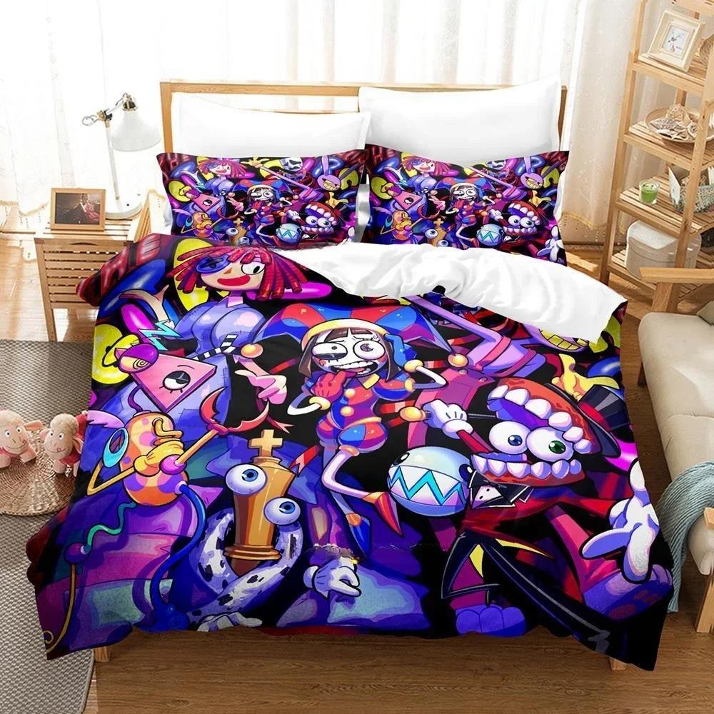 3D Printing The Amazing Digital Circus Bedding Set Cartoon Anime Three-piece Set Adult Kid Bedroom Duvetcover Sets Home Textiles