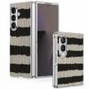 Fashion Striped Duck Heart Case For Samsung Galaxy Z Fold 8 Ultra 7 6 5 4 Z Fold8 Fold7 Fold6 Fold5 Luxury Plating Leather Skin Phone Cover