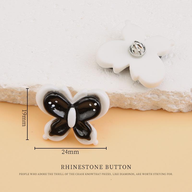 5pcs Children'S Clothes Sweater Buttons Cartoon Bow Buttons Baby Cardigan Jacket Cute Flower Decoration Black And White Buttons