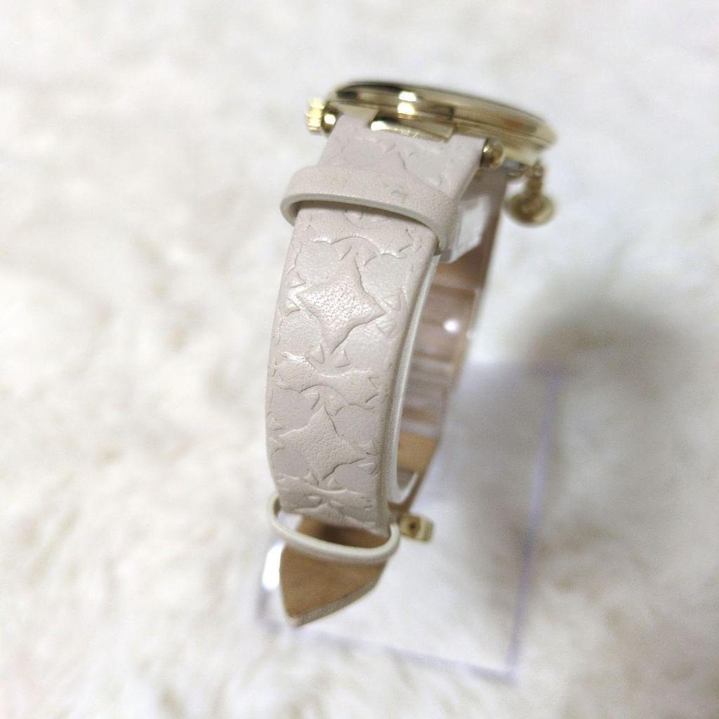 Used Vivienne Westwood White Leather Analog Watch Orb 2 Gold