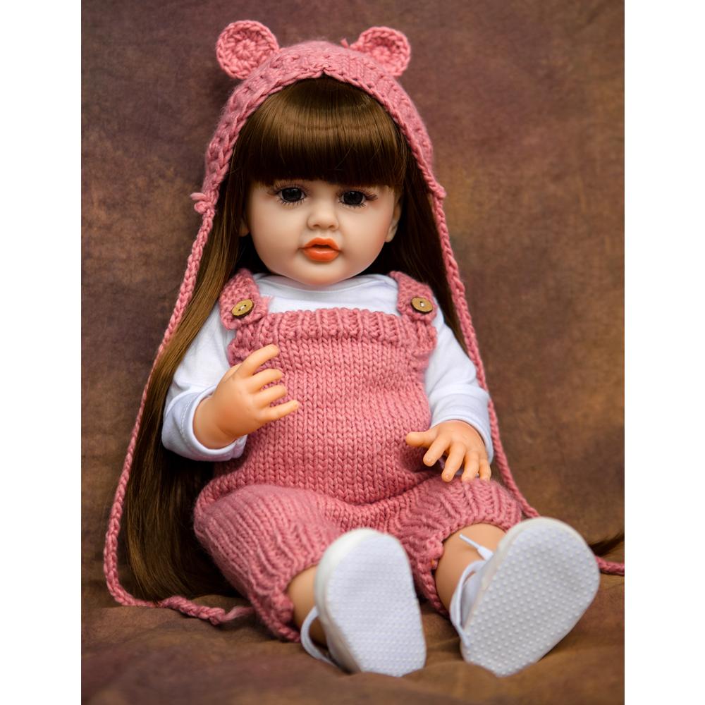Braune Augen Reborn Baby Puppen Mädchen 55 cm Vollsilikon Vinyl Kann Betty Puppen baden Bebe Spielzeug KEIUMI Mode Geburtstag WEIHNACHTEN Geschenke