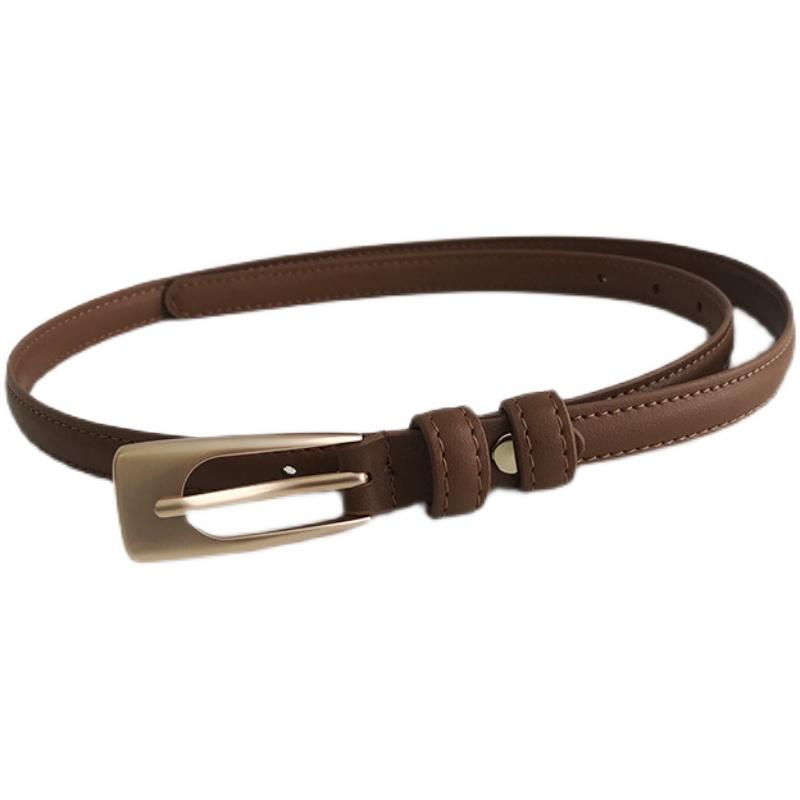 Fashion Women Thin Belt Chic Leather Waistband Square Pin Buckle Jeans Pants Belts Female Clothes Decoration Girdles Strap