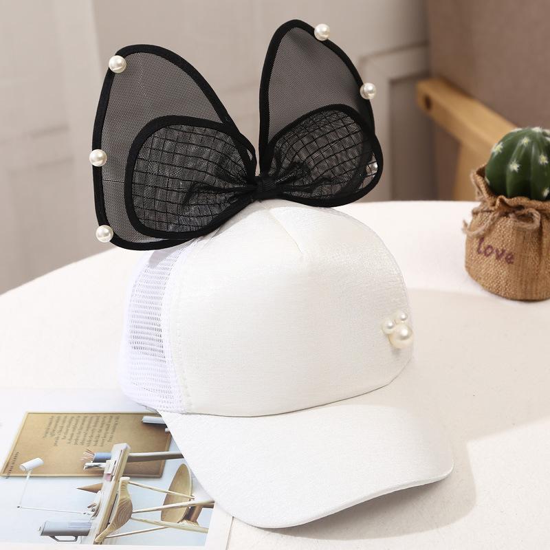 Sweet Bow Girls Baseball Cap Large Mesh Bowknot Peaked Cap for Baby Summer Adjustable Cotton Toddler Sun Hats