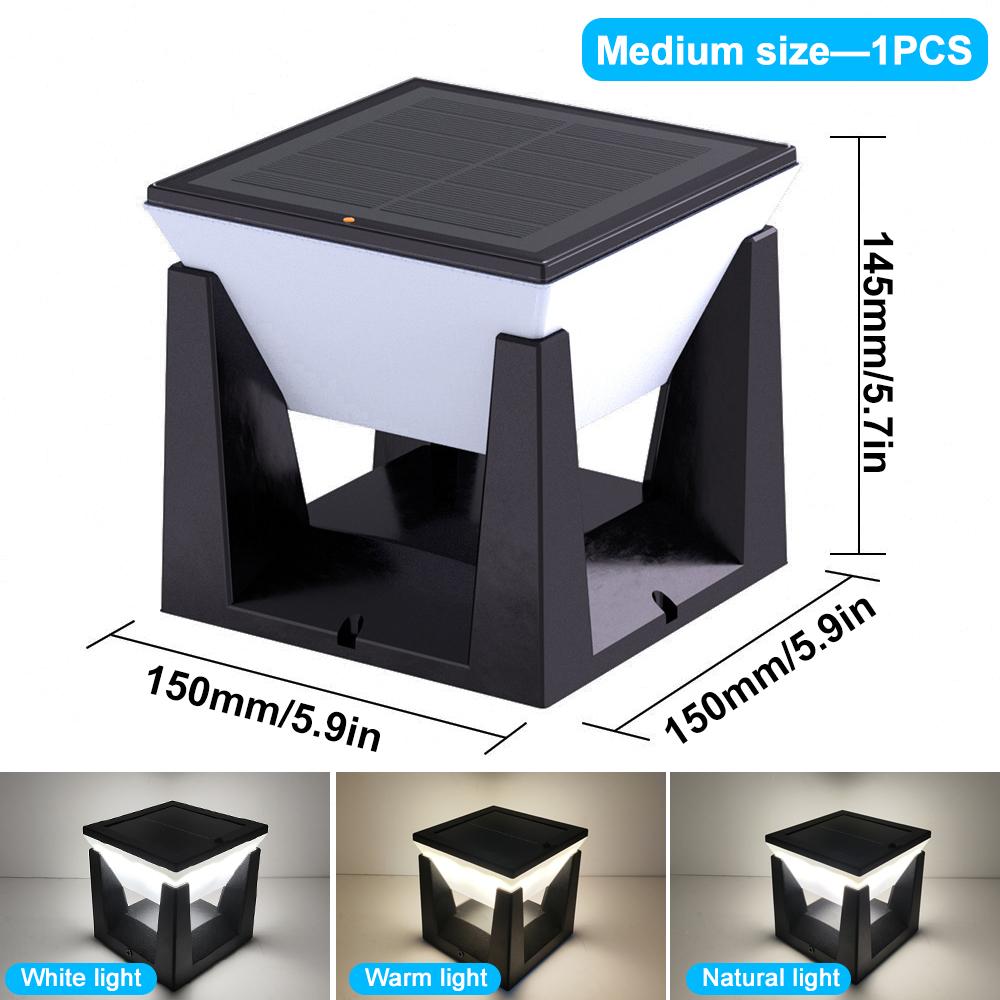 Solar Post Lights Outdoor Solar Pillar Cap Lantern Waterproof 3 Color Mode Fence Post Solar Light Deck Garden Patio Decor