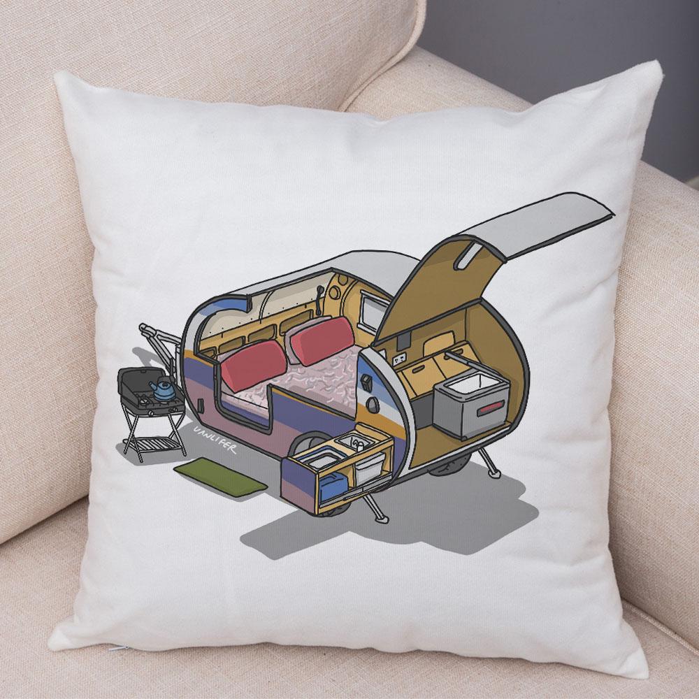 Față de pernă de camping cu desene animate Decorație de călătorie Husă de pernă pentru mașină Față de pernă potrivită pentru canapea acasă camera copiilor