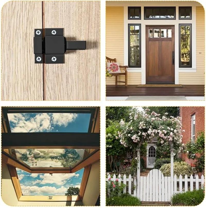 Automatic Self-Closing Latches Spring Slide Door Lock Aluminum Alloy Door Bolts Security Pull Ring Locks for Window,Gate,Cabinet
