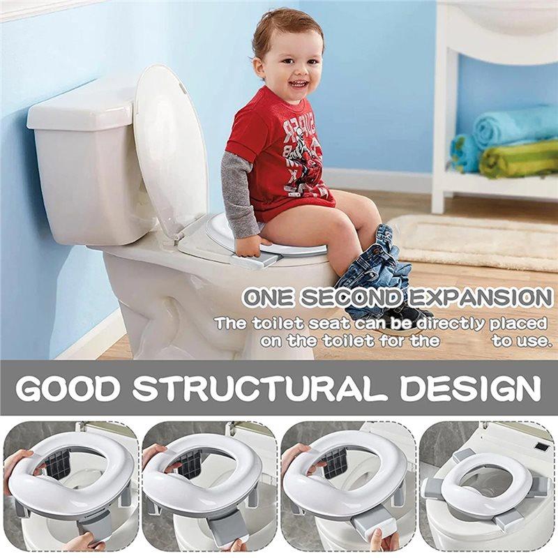 3 In 1 Travel Toilet Seat Foldable Silicone Baby Potty Training Seat Gray Blue Pink