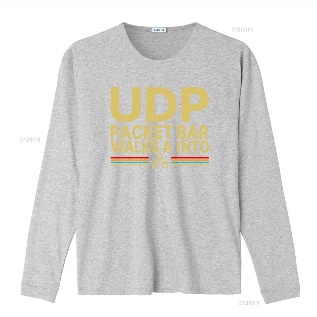 Retro Style UDP Packet Bar Walks A Into Print T Shirt for Men Vintage Washed Stylish Breathable Casual Homme Graphic Fashion