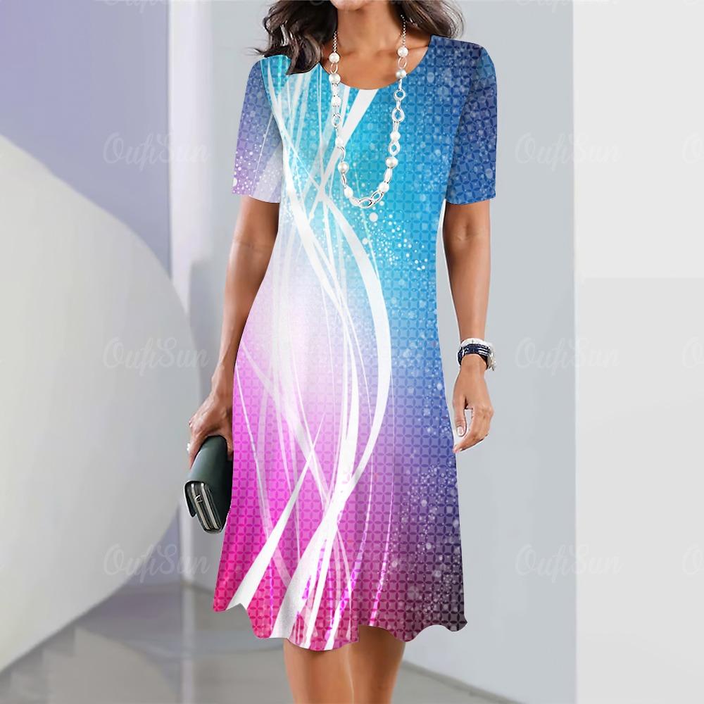 2025 rochie midi nouă elegantă și frumoasă cu imprimeu în dungi femei mărime plus o piesă rochii de vară