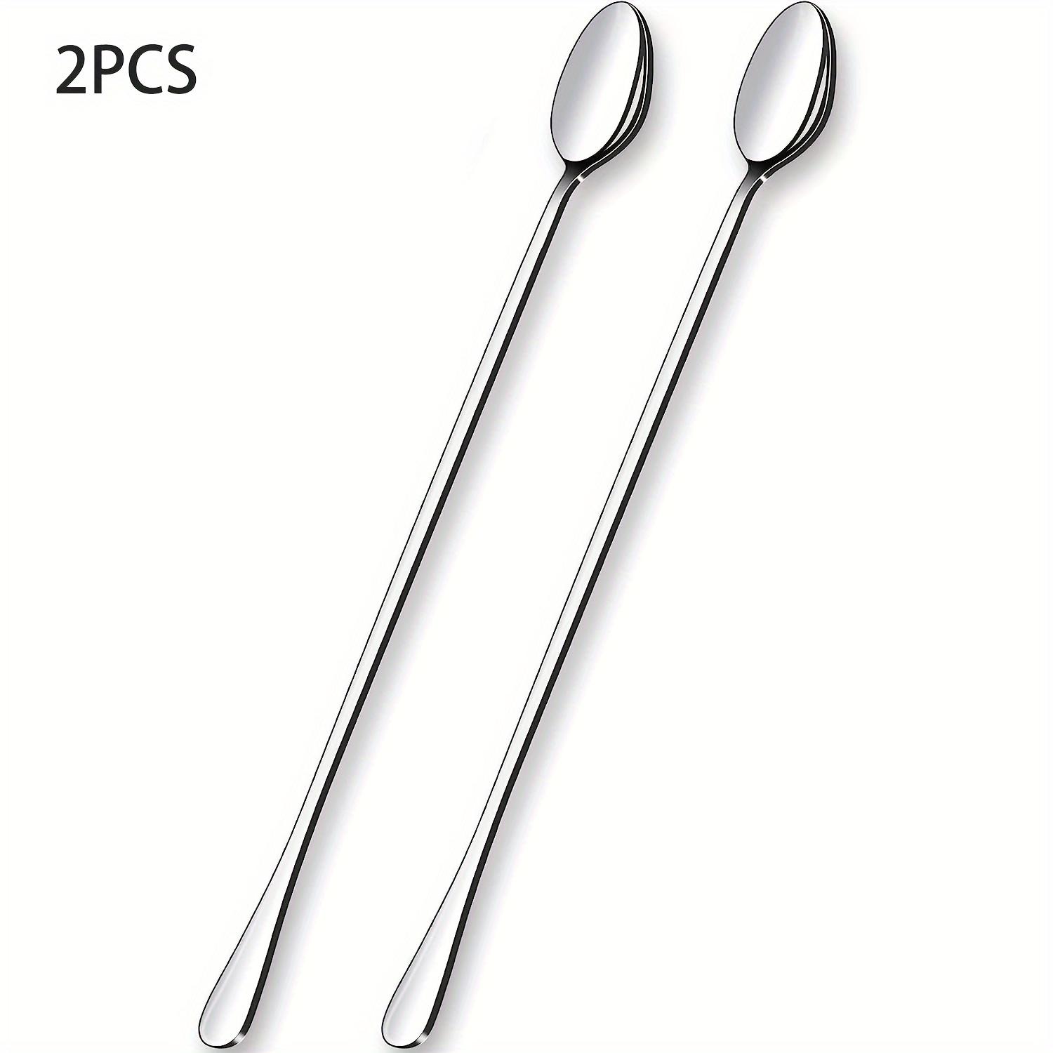 

Stainless steel iced tea spoon 2pcs/set, long handled mixing spoon, durable cocktail mixing spoon, suitable for homes and cafes 2pcs