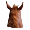 Halloween Pferdekopfmaske, Tierkopfbedeckung, Cosplay braune Pferdekopfbedeckung, Parodie-Requisite aus PVC-Material