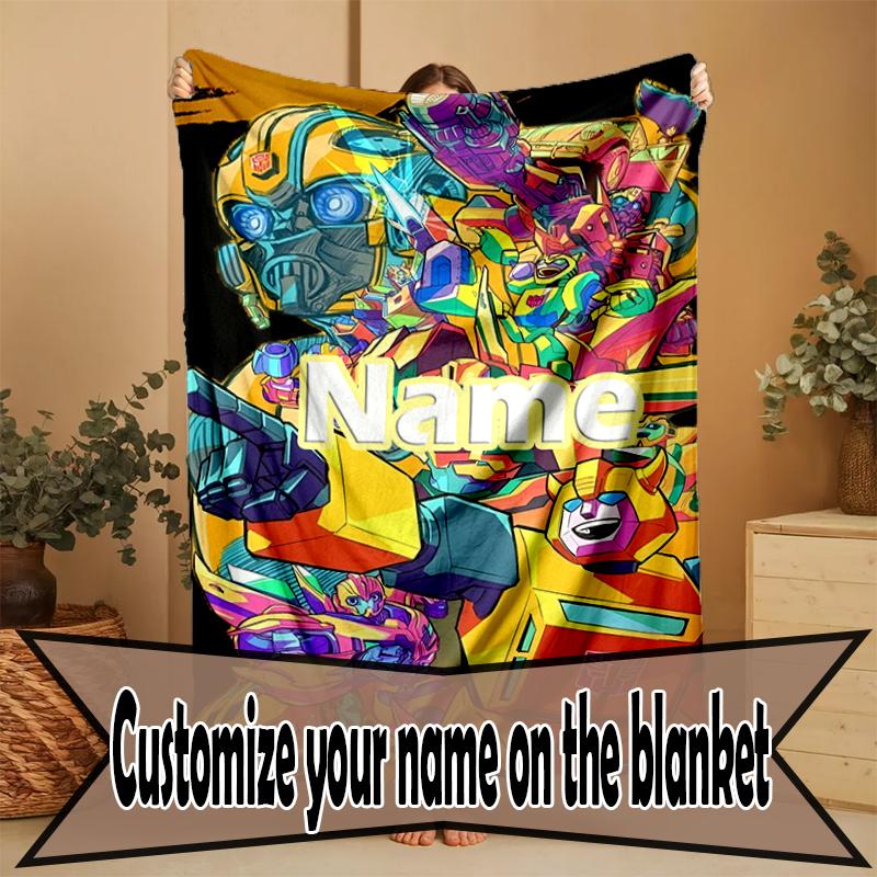 Custom Name Personalized Transformers Print Blanket, Home Decor, Bedroom, Sofa, Camping, Couch, Gifts for Birthday Christmas
