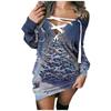 Fashion Women's Loose Christmas Print Long Sleeve V-neck Strappy  And Winter Dress