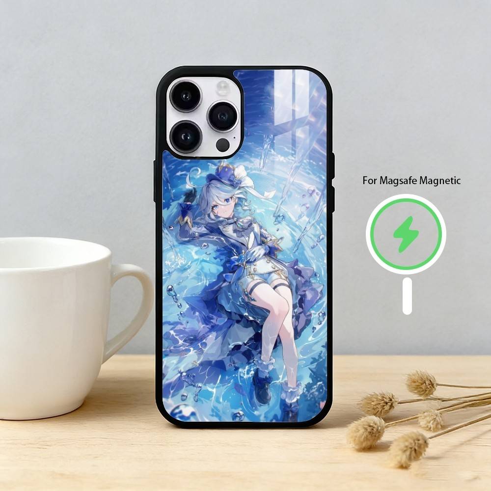 G-Genshin Impact F-Furina Phone Case For iPhone 17/16/15/14/13/12/Plus/Pro/Max for Magnetic Wireless Charging