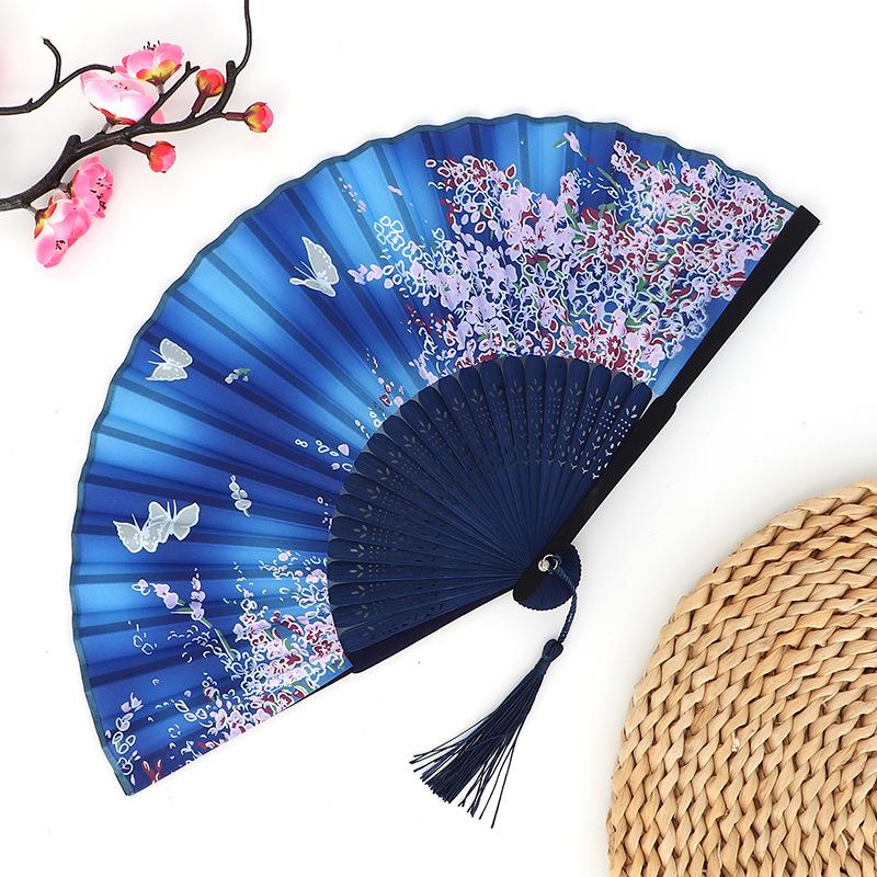 Hanfu skládací vějíř pro ženy inspirovaný japonským a čínským stylem – Scénický tanec bambusový styl