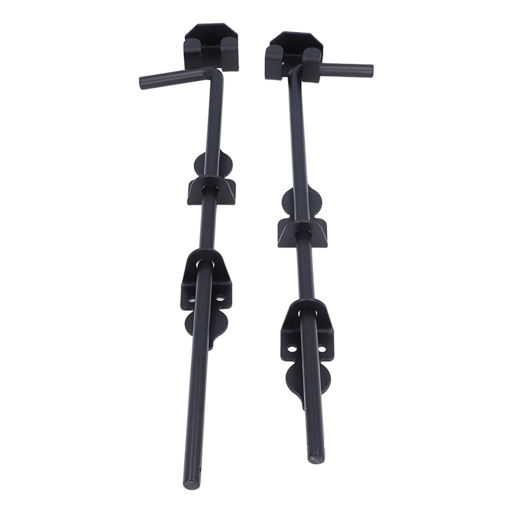 2pcs Door Drop Rod 18 Inch Heavy Duty Solid Steel Black Powder Coated Thicker Gate Ground Latch for for Single Double