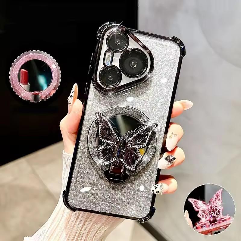 Shockproof Mirror Butterfly Glitter Phone Case For Samsung Galaxy A04E A04S A04 A14 A24 A34 A54 A13 4G A23 A33 A53 A73 5G Cover
