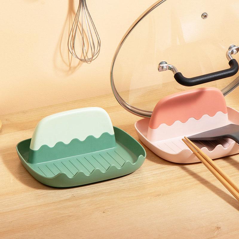 Houseeker Plastic Spoon Pot Cover Stand Shovel Lid Holder Storage Rack Multi-Function Cutlery Spatula Rack Kitchen Organizer Holder