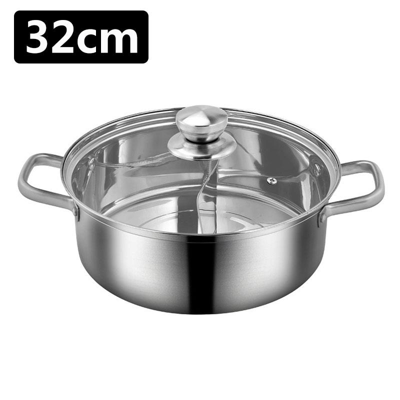 Chinesischer Hot Pot 304 Edelstahl Induktionskochfeld Gasherd Kompatibel Küchengeschirr Suppentopf Zweigeteilt