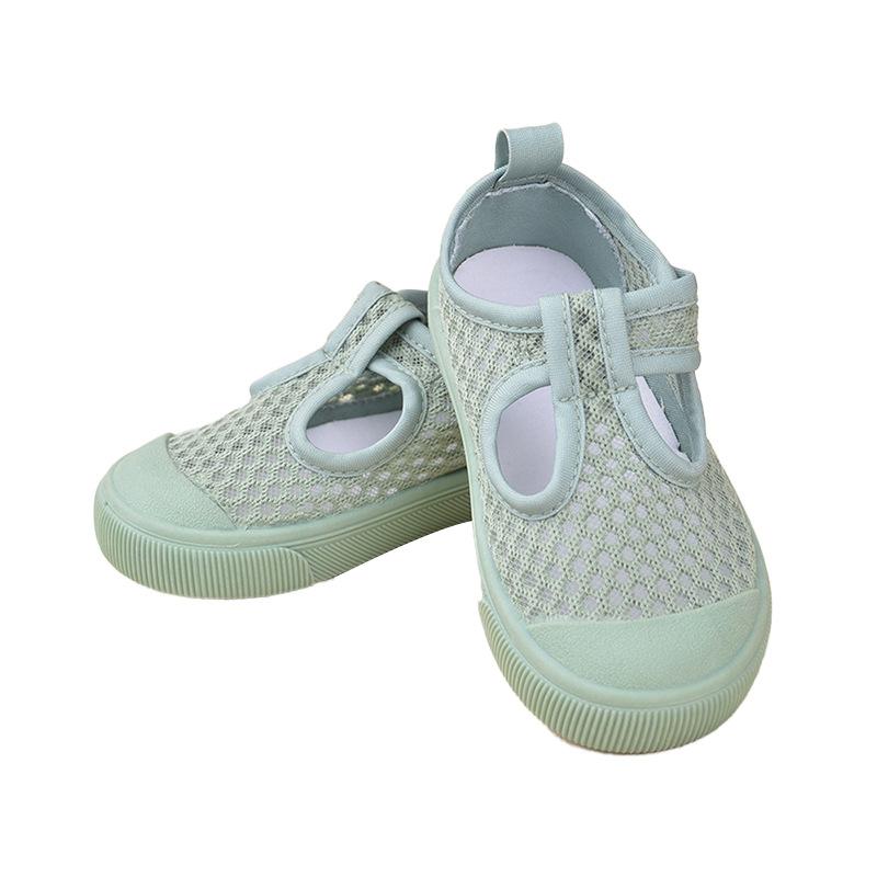 

Summer new breathable T-strap shoes with color-coordinated soles, children s mesh shoes, casual hollow-out Velcro sandals for boys and girls26 20/12.5cm зеленый папоротник