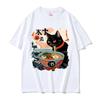Anime Ramen Cat Funny Meme T Shirt Vintage Japanese Kawaii Noodle Cats Graphic T Shirts Men Women Fashion Casual Cotton Tshirts