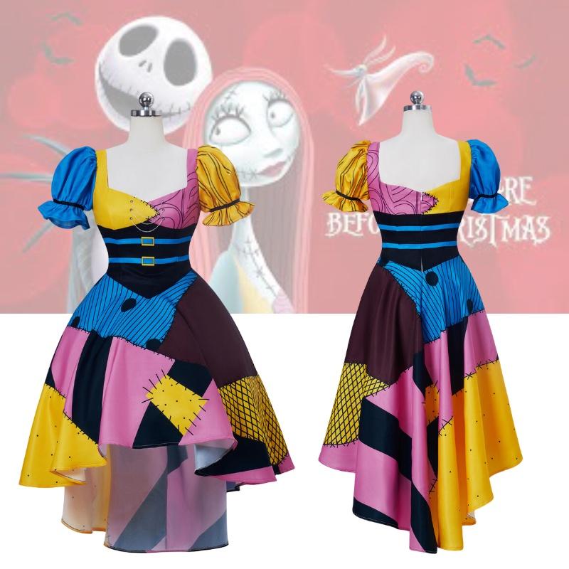 Christmas Nightmare Cosplay Costume Sally Skellington Anime Outfit For Halloween