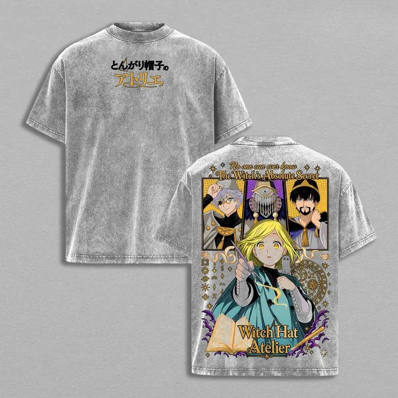 Coco Qifrey Witch Hat Atelier Anime Clothing Men Women T-shirts Short Sleeve Washed T Shirt Vintage Cotton Tshirt Harajuku Tops