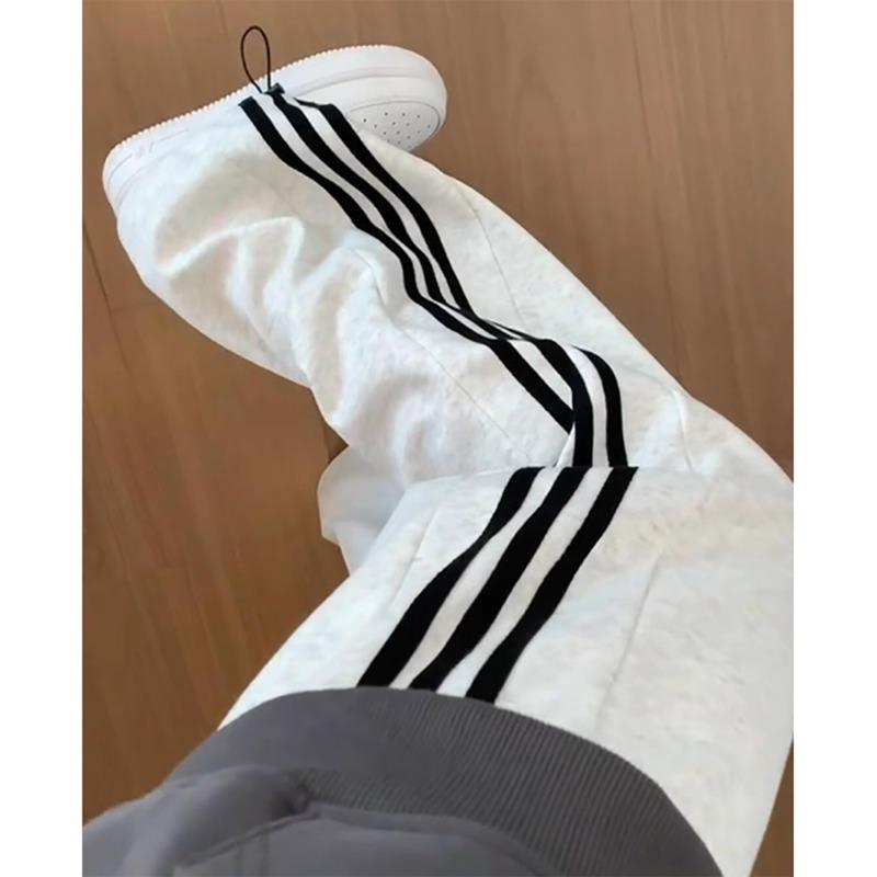 White gray striped sweatpants women's summer new drape straight sweatpants spring and autumn lazy casual straight pants